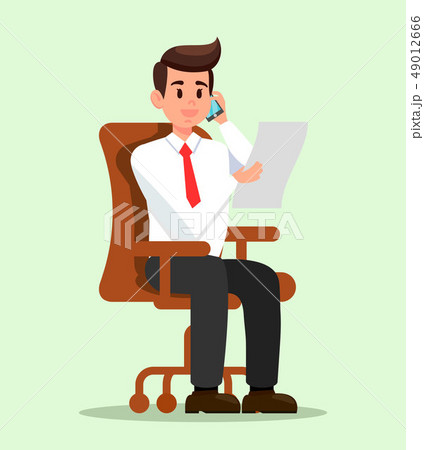 Office Man Talking on Phone Flat Illustration 49012666