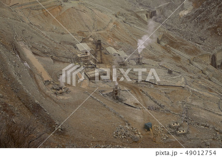 View of mountain at owakudani, sulfur quarry in View of mountain at owakudani, sulfur quarry in 49012754