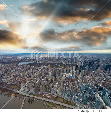Wide angle aerial view of Midtown Manhattan and Wide angle aerial view of Midtown Manhattan and 49014908
