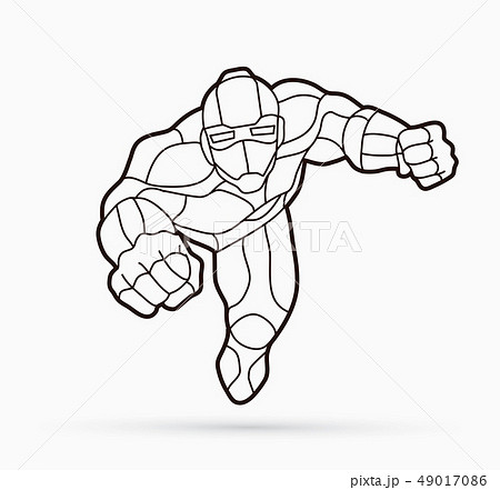 Superhero Robot flying action, Cartoon superhero  49017086