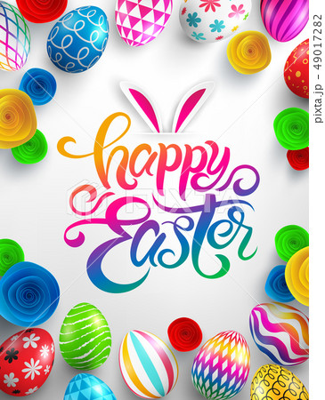 Happy Easter Day Poster.Vector illustration EPS10 49017282