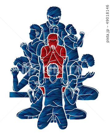 Group of Prayer, Christian praying together vector 49018146