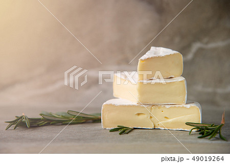 Cheese camembert or brie with fresh rosemary 49019264