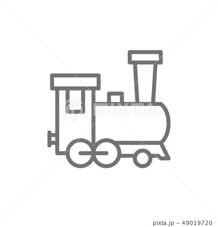 Old locomotive, train, railroad line icon. Old locomotive, train, railroad line icon. 49019720