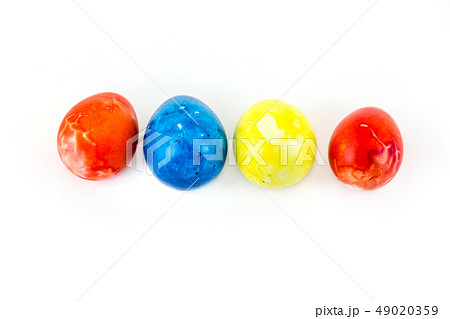 Colorful handmade easter eggs isolated on a white background Colorful handmade easter eggs isolated on a white background 49020359