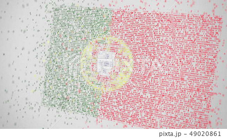 Many numbers compose flag of PORTUGAL. Digital economy conceptual 3D rendering 49020861