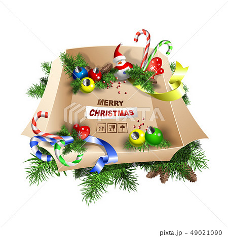 Large box of decorations. Merry Christmas. 49021090