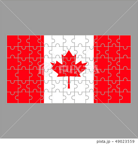 Canadian flag from puzzles on a gray background 49023559