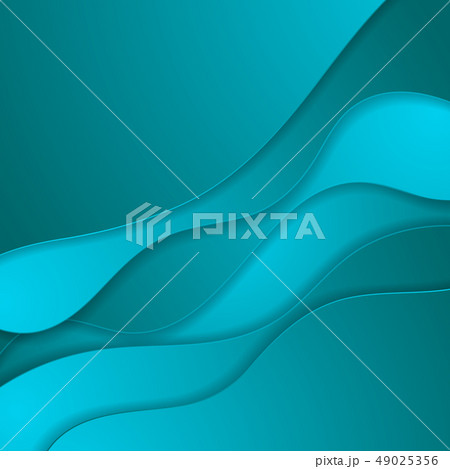 Bright blue material papercut waves abstract 49025356