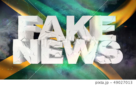3D illustration of fake news concept with background flag of Jamaica. 49027013