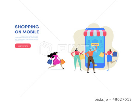 Shopping online via Smartphone. Shop on mobile. Shopping online via Smartphone. Shop on mobile. 49027015
