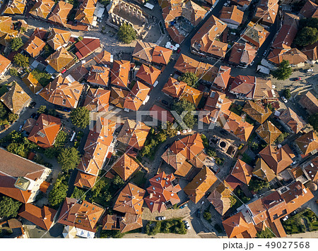 Aerial view of tile roofs of old Nessebar, ancient city, Bulgaria Aerial view of tile roofs of old Nessebar, ancient city, Bulgaria 49027568