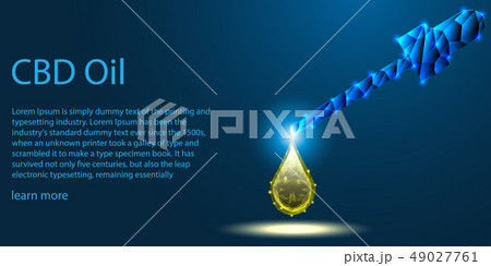 CBD oil and dropper low poly Medical theme concept 49027761
