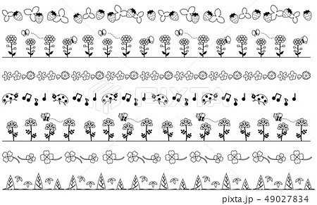 春の飾り線 白黒のイラスト素材