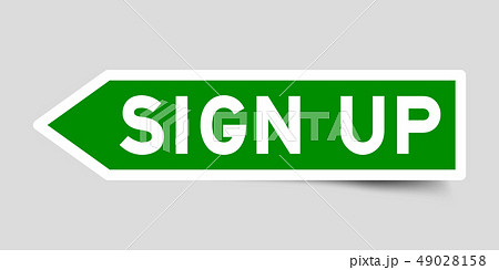 Arrow shape green color sticker in word sign up Arrow shape green color sticker in word sign up 49028158