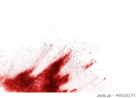 Red powder exploding, isolated on white background Red powder exploding, isolated on white background 49028275