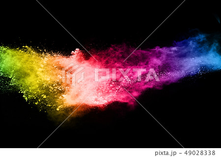 abstract colored dust explosion on a black backgro 49028338