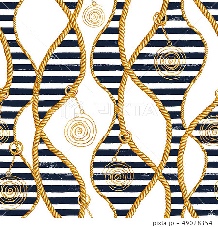 Seamless pattern sea nautical illustration. 49028354