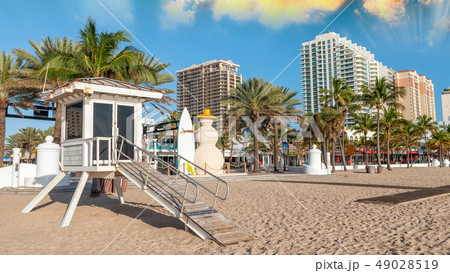 Fort Lauderdale Beach and skyscrapers on a sunny Fort Lauderdale Beach and skyscrapers on a sunny 49028519