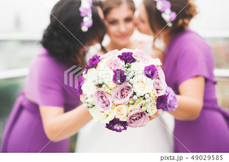 Wonderful luxury wedding bouquet of different flowers 49029585