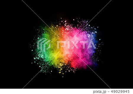 Abstract colored dust explosion on a black backgro 49029945