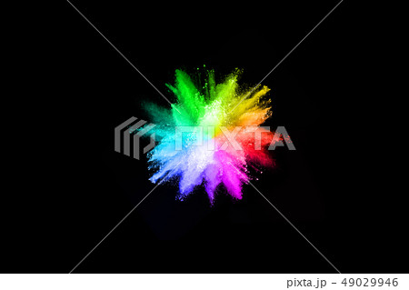 Abstract colored dust explosion on a black backgro 49029946