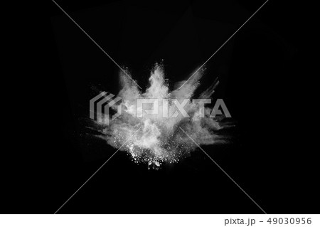 White powder explosion on black background. 49030956