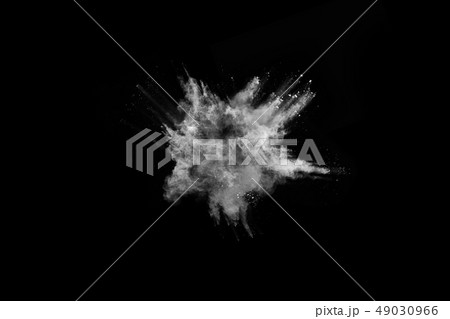 White powder explosion on black background. 49030966