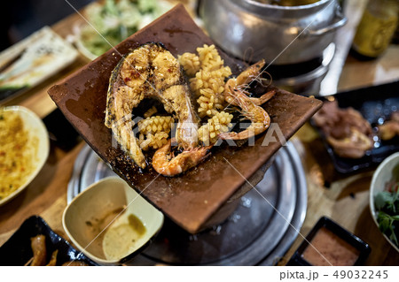 Traditional vietnamese hot spot restaurant with varied food Traditional vietnamese hot spot restaurant with varied food 49032245