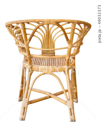 back view of wicker chairs isolated on white with 49032373
