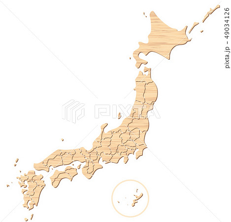 木材で形どった日本地図 都道府県のイラスト素材