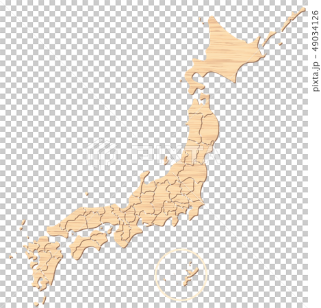 木材で形どった日本地図 都道府県のイラスト素材