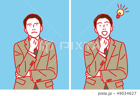ビジネスマン　思案　ひらめき 49034627