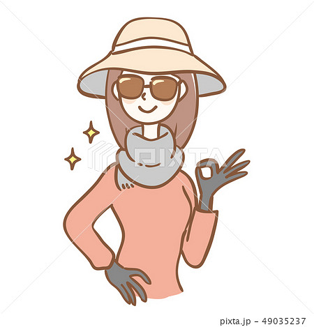 紫外線対策　女性　サングラス　帽子 49035237