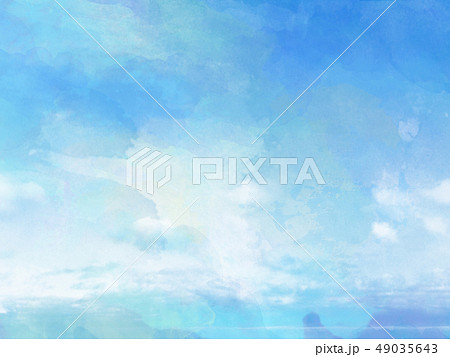 空　水彩画風　手描き　絵　背景素材 49035643