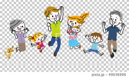 Three generations family jump 49036998