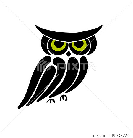 Cute owl logo, black silhouette for your design Cute owl logo, black silhouette for your design 49037726