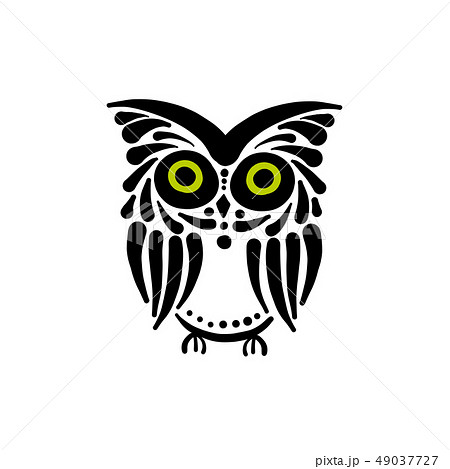 Cute owl logo, black silhouette for your design 49037727