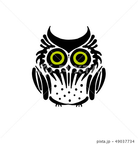 Cute owl logo, black silhouette for your design 49037734