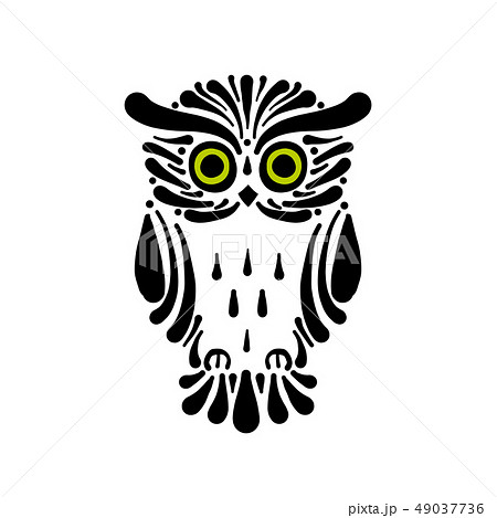 Cute owl logo, black silhouette for your design 49037736