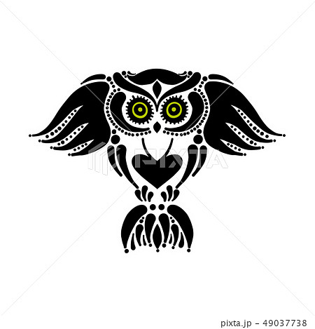 Cute owl logo, black silhouette for your design 49037738