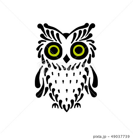 Cute owl logo, black silhouette for your design 49037739