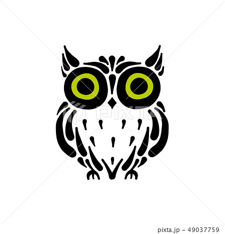 Cute owl logo, black silhouette for your design Cute owl logo, black silhouette for your design 49037759