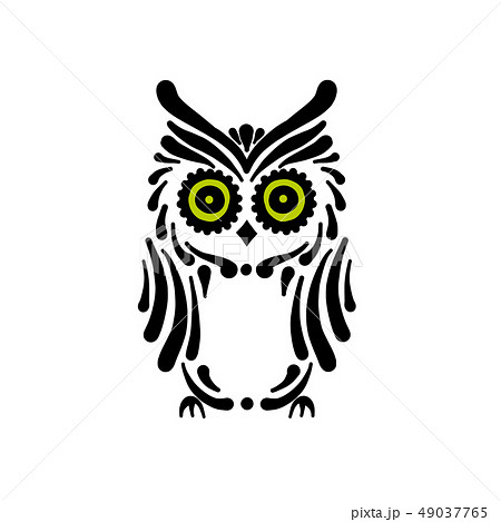 Cute owl logo, black silhouette for your design Cute owl logo, black silhouette for your design 49037765
