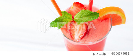 Healthy strawberry fruit smoothie drink in the 49037991
