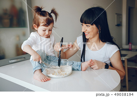 mother with cute daughter 49038194