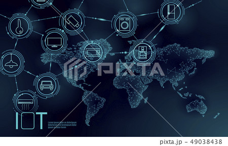 Blue space planet Earth internet of things icon innovation technology concept. Wireless 49038438