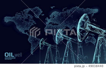 Oil well rig juck low poly business concept. Finance economy polygonal petrol production. Petroleum 49038440