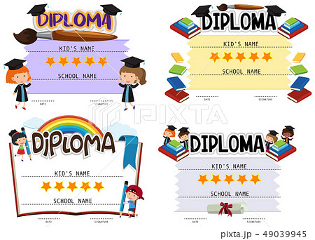 Diploma template with kids in background 49039945
