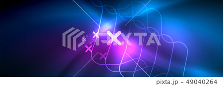 Neon glowing techno lines, hi-tech futuristic abstract background template with square shapes Neon glowing techno lines, hi-tech futuristic abstract background template with square shapes 49040264